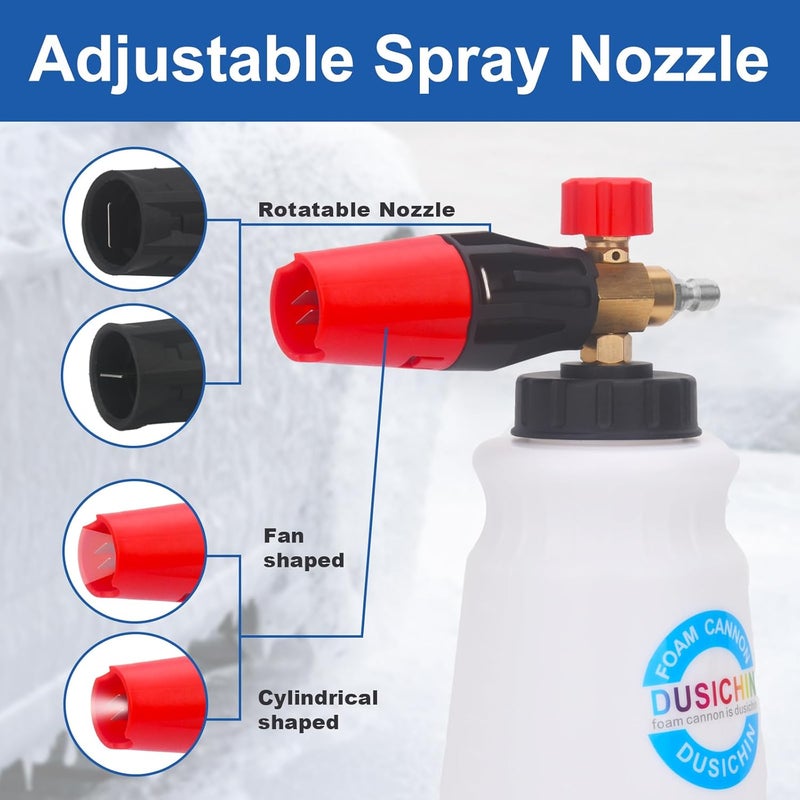 DUSICHIN Short Pressure Washer Gun Swivel Joint 4000 PSI Foam Cannon Lance,7 Pressure Washer Nozzle Tips Car Wash Foam Gun 7 Tip Slots 3/8'' Swivel Quick Connector,M22-14mm M22-15mm Fitting DUS2912 - Image 5